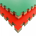Grindų Danga Dziudo Vaikams Tatami J40S Raudona Balta Žalia 100x100x4 Tankis 100/30 kg/m&sup3;