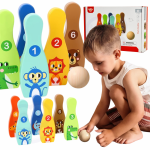 Medinis boulingas vaikams, 6 vnt. + kamuoliukas TOOKY TOY