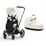 Cybex Priam V4 vežimėlio komplektas Off White, Frame Chrome Black