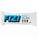 Baltymininis batonėlis su &scaron;okolado glazūra "CHOCO + ALMOND", be pridėtinio cukraus | Fizi (45 g)