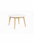 GENOVA WHITE TABLE TOP &Oslash;100-140 apvalus, prasiilginantis,  ąžuolinis stalas