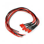 5mm 12V LED su rezistoriumi ir laidu - raudona