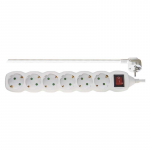 Ilgiklis 6 lizdų 5.0m su įžeminimu (baltas), su jungikliu 1.5mm&sup2;
