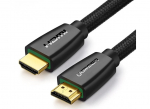 Kabelis HDMI-HDMI ki&scaron;tukai 15m (HDMI 1.4 4K@30Hz) su kryptiniu stiprintuvu, juodas su nailoniniu &scaron;arvu HD118 UGREEN