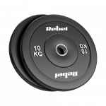 >>>Olimpiniai gumuoti svarmenys BUMPER rinkinys 2x10kg, skylės skersmuo 51 mm, REBEL ACTIVE