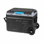 Profesionalus TEESA kompresorinis kelioninis &scaron;aldytuvas su &scaron;aldymo funkcija, 50 l DC12/24 AC 230V, dideli ratukai ir tvirta rankena, Bluetooth, maitinimas baterijomis
