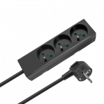 Prailgintuvas 3 lizdai 1.5 m prancūzi&scaron;ko tipo be jungiklio (3x1.0 mm) Rebel juodas