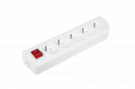 Prailginimo laido lizdas x 5 su įžeminimu ir jungikliu, baltas GN-50W