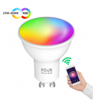 Lemputė LED GU10, 230V, 4.5W, 350lm, 2700K - 6500K, RGB, i&scaron;manioji Wi-Fi, valdoma programėle, TUYA / Smart Life, P8, NOUS
