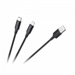 Kabelis USB A ki&scaron;tukas - USB C ki&scaron;tukas/Lightning ki&scaron;tukas (2in1) 1m