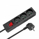 Prailgintuvas 3 lizdai 2 m prancūzi&scaron;ko tipo su jungikliu (3x1.5 mm) Rebel juodas