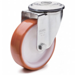 125 mm poliuretano pasukamas ratas su tvirtinimo anga, keliamoji galia 220 kg RE.FF-125-FBL-N