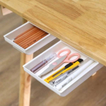 Lipnus stalčius - baltas - 215x130x28mm - ra&scaron;iklių ir smulkmenų laikiklis po stalu