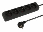 PR-570P 5 lizdų ilgintuvas su įžeminimu 3 m juodas 3x1.5 mm