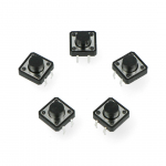 Taktinis jungiklis 12x12mm/7mm THT 4 kontaktų - juodas - 5 vnt