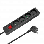 Prailgintuvas 4 lizdai 1.5 m prancūzi&scaron;ko tipo su jungikliu (3x1.0 mm) Rebel, juodas