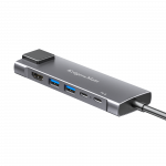 Adapteris (&scaron;akotuvas) USB C tipo į HDMI / 2x USB3.0 / 2x USB C tipo / RJ45