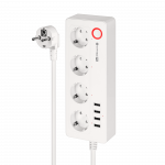 Kruger&Matz maitinimo lizdas, 4 voki&scaron;ko tipo lizdai ir 4xUSB 2100 mA, Connect P6 Tuya