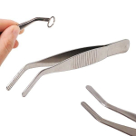 Metalinis pincetas - 11 cm - lenkti - universalūs pincetai