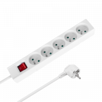 Prailgintuvas 5 lizdų 2 m prancūzi&scaron;ko tipo su jungikliu (3x1.5 mm) Rebel, baltas