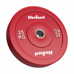 >>>Olimpinis gumuotas BUMPER svorio diskas, BEAST serijos, 25 kg, skylės skersmuo 51 mm, REBEL ACTIVE