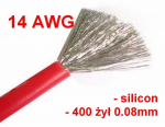 Alavuotas varinis silikoninis kabelis 14AWG &ndash; 400 laidų &ndash; 2.0 mm2 &ndash; raudonas &ndash; lankstus
