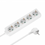 Ilgintuvas 5 lizdai 2m voki&scaron;ko tipo be jungiklio (3x1.5 mm) Rebel baltas