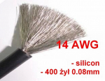 Silikono alavuotas varinis kabelis 14AWG - 400 laidų - 2.0 mm2 - juodas - lankstus