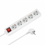 Ilgintuvas 5 lizdų 2 m voki&scaron;ko tipo su jungikliu (3x1.5 mm) Rebel baltas
