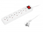 PR-570WSP prailgintuvas, 5 lizdų su įžeminimu + jungikliu, 10 m, baltas (3x1.5 mm)