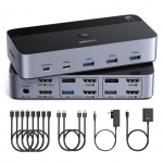 8K@60Hz HDMI KVM komutatorius (2 PC <-> 2 monitoriai + 4 įrenginiai)