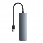 4in1 Hub Baseus UltraJoy Lite USB-A į USB 3.0 15cm (pilka)