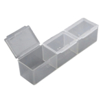 Organizatorius 3 skyriai - 110x25mmx25mm - rakinamas niekučių konteineris