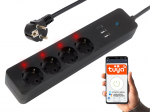 I&scaron;manioji maitinimo juostelė JUODA 3m 2xUSB+USB-C WiFi TUYA