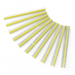 Tiesi auksinių kai&scaron;čių 2x40 jungtis su 2.54mm rastru - geltona - 10 vnt - justPi