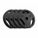 Bituminių svarelių rinkinys 4x2.5kg, skylė 31mm, plok&scaron;tė su rankenomis, REBEL ACTIVE