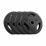 Bituminių svarelių rinkinys 4x5kg, skylė 31mm, plok&scaron;tė su rankenomis, REBEL ACTIVE