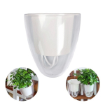 Savaime laistantis gėlių vazonas &ndash; 14.5 cm &ndash; baltas &ndash; su