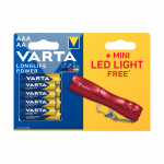 VARTA Longlife Power LR03/LR06 baterijos x4 + mini LED žibintuvėlis