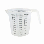 Plastikinis puodelis su matavimo puodeliu 1000ml - virtuvinis matavimo puodelis 1l - ąsotis su rankena