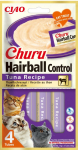 Churu nuo plaukų gumuliukų susidarymo, su tunu - kreminis skanėstas katėms, Churu Hairball, 4 x 14 g