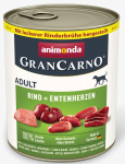 Animonda GranCarno Adult Beef + Duck Hearts: konservai suaugusiems &scaron;unims su jautiena ir ančių &scaron;irdelėmis, 800 g