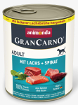 Animonda GranCarno Adult: konservai &scaron;unims su la&scaron;i&scaron;a, praturtinta &scaron;pinatais, 800 g