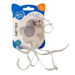 Žaislas katei - Pliu&scaron;inė žvaigždė su kaspinais ir varpelliu, 17,5 x 6,5 x 3 cm