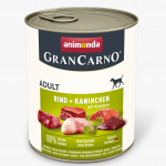Animonda GranCarno Adult Beef + Rabbit with Herbs: konservai suaugusiems &scaron;unims su &scaron;viežia jautiena ir triu&scaron;iena, paskaninta žolelėmis, 800 g