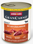 Animonda GranCarno Adult Poultry Hearts: konservai suaugusiems &scaron;unims su pauk&scaron;tienos &scaron;irdelėmis, 800 g