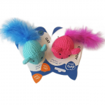 Žaislas katei - Mink&scaron;ta pelytė su plunksna, 10 x 6 x 4 cm, Duvo+