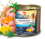 Ontario Monoproteino konservai &scaron;unims su kalakutiena ir saldžiosiomis bulvėmis, 200 g