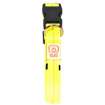 &Scaron;viečiantis ir &scaron;viesą atspindintis antkaklis &scaron;unims, SEECURITY, nailoninis, USB, geltonas, 70 cm