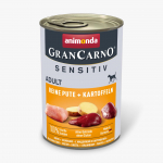 Animonda GranCarno Adult Sensitive Turkey + Potato: konservai jautriems &scaron;unims su gryna kalakutiena ir bulvėmis, 400 g